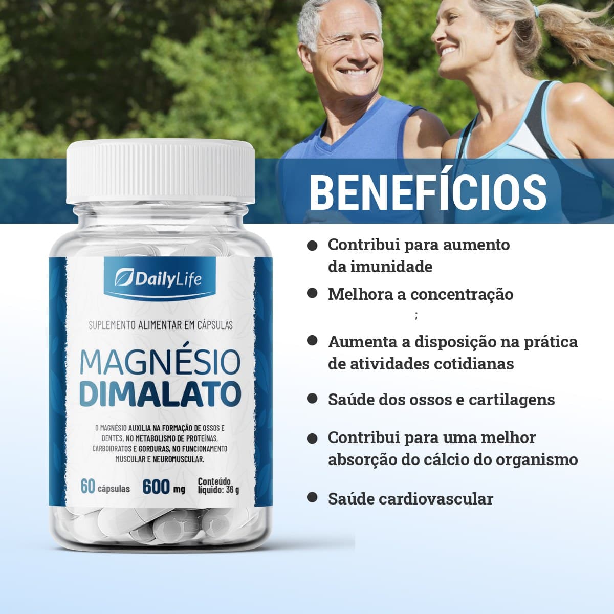 Magnésio Dimalato 600 mg (Cápsulas) — benefícios